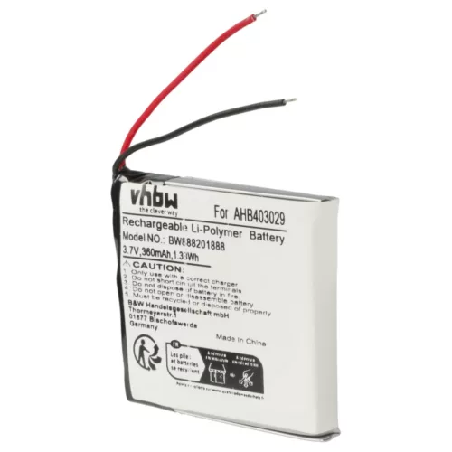 VHBW Wireless Headset Battery AHB403029 - 360 mAh 3.7 V Li-polymer