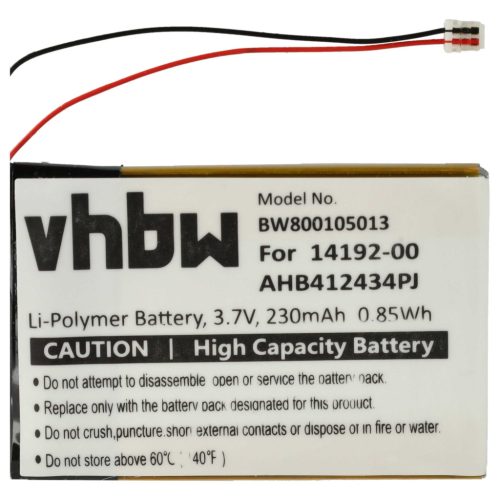 VHBW Drahtloses Headset Akku Jabra AHB412434PJ, 14192-00 - 230 mAh 3,7 V Li-Polymer