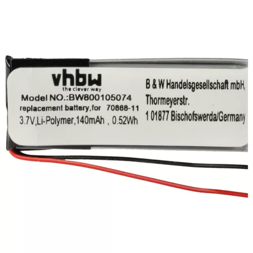 VHBW Kabellose Kopfhörer Akku Jabra AHB371030PA, 73366-01, 70868-1 - 140 mAh 3,7 V Li-Polymer