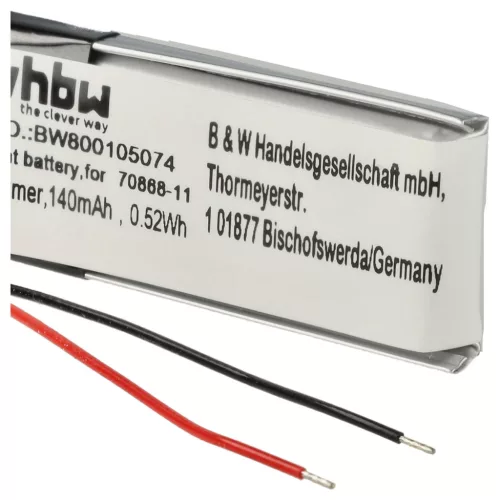 VHBW Kabellose Kopfhörer Akku Jabra AHB371030PA, 73366-01, 70868-1 - 140 mAh 3,7 V Li-Polymer