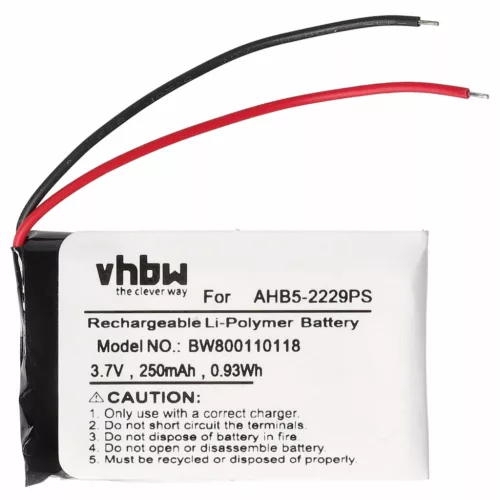 VHBW Kabelloses Headset Akku AHB5-2229PS - 250 mAh 3,7 V Li-Polymer