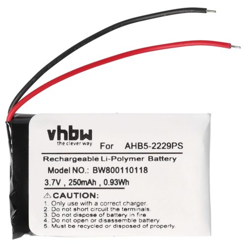 VHBW Vezeték nélküli fejhallgató akkumulátor AHB5-2229PS - 250 mAh 3,7 V Li-polimer