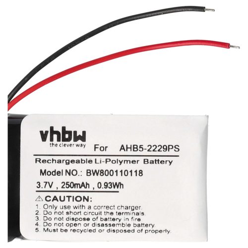 VHBW Vezeték nélküli fejhallgató akkumulátor AHB5-2229PS - 250 mAh 3,7 V Li-polimer