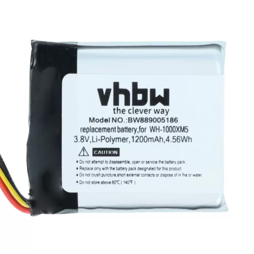 VHBW Kabelloses Kopfhörer Akku SP723741 - 1200 mAh 3,8 V Li-Polymer