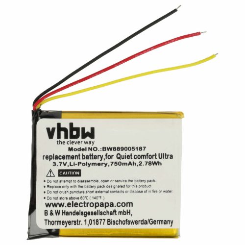 VHBW Drahtloser Kopfhörer Akku Bose Quiet Comfort Ultra - 750 mAh 3,7 V Li-Polymer