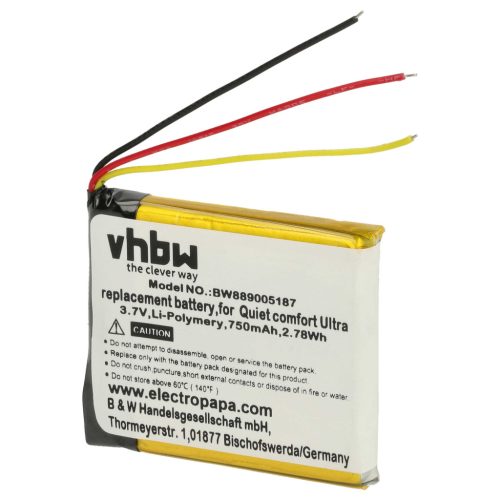 VHBW Drahtloser Kopfhörer Akku Bose Quiet Comfort Ultra - 750 mAh 3,7 V Li-Polymer