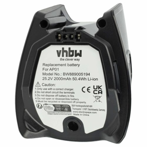 VHBW Akku AP01, HX-LA, 1010042, AP02, HS19, 11384710 - 2000 mAh 25,2 V Li-Ion