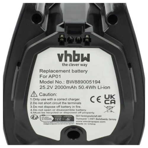 VHBW Akku AP01, HX-LA, 1010042, AP02, HS19, 11384710 - 2000 mAh 25,2 V Li-Ion