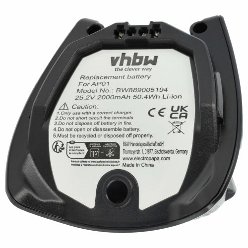 VHBW Akku AP01, HX-LA, 1010042, AP02, HS19, 11384710 - 2000 mAh 25,2 V Li-Ion