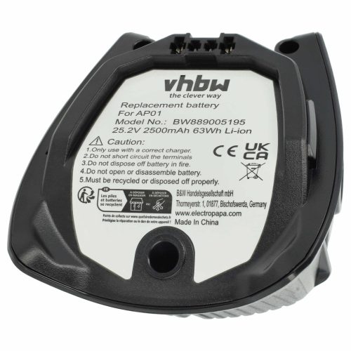 VHBW Akku AP01, HX-LA, 1010042, AP02, HS19, 11384710 - 2500 mAh 25,2 V Li-Ion