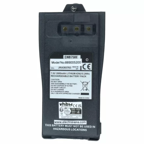 VHBW Radio Battery Entel CNB750E - 2000 mAh 7.6 V Li-Ion