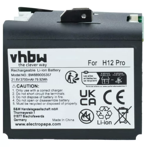 VHBW Akku Dreame W2210, W2210-6S1P-BWB, 1.76.DRE.1.7 - 3700 mAh 21,6 V Li-Ion