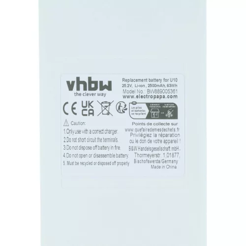 VHBW Akku Dreame 1599223165 - 2500 mAh 25,2 V Li-Ion