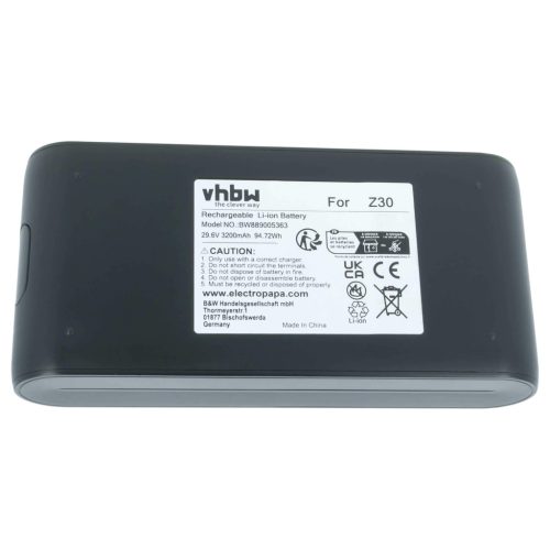 VHBW Vacuum Cleaner Battery Dreame Z30 - 3200 mAh 29.6 V Li-Ion