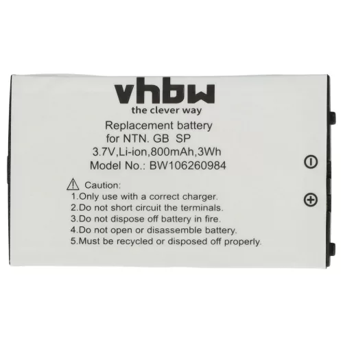 VHBW Game Console Battery BT-M12, SAM-SPRBP, BAT-GBASP-1LI - 800 mAh 3.7 V Li-Ion