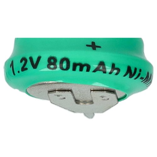 VHBW Knopfzellen-Akku 1/V80H 2 Pins - 80 mAh 1,2 V NiMH
