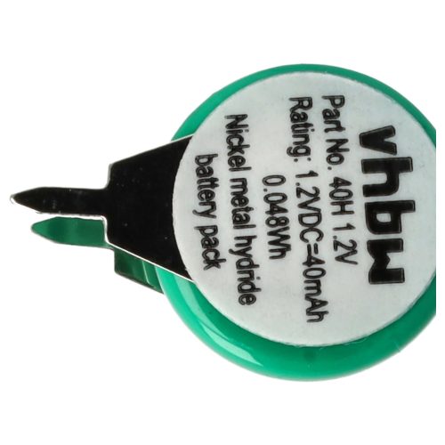 VHBW Button Cell Battery 1/V40H 2 Pins - 40 mAh 1.2 V NiMH