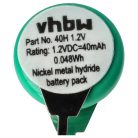 VHBW Gombelem Akkumulátor 1/V40H 2 tűs - 40 mAh 1,2 V NiMH