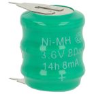 VHBW Knopfzellen Akku 3/V80H 2-polig - 80 mAh 3,6 V NiMH