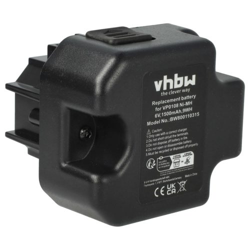 VHBW Elektromos szerszám akkumulátor VP0108, VP0109 - 1500 mAh 6 V NiMH