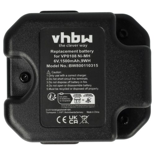 VHBW Elektromos szerszám akkumulátor VP0108, VP0109 - 1500 mAh 6 V NiMH