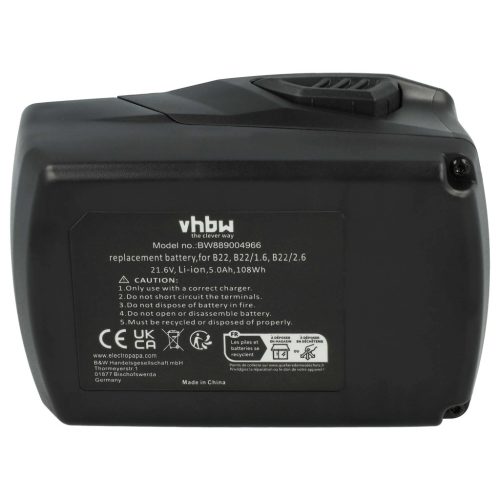 VHBW Electric Tool Battery 2018498, 2136393, 2136395, 2183185, 426176 - 5000 mAh 21.6 V Li-Ion