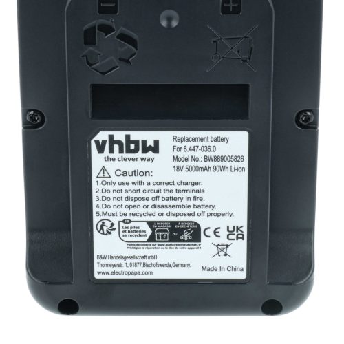 VHBW Akkumulátor 2.445-034.0, 6.447-036.0 - 5000 mAh 18 V Li-Ion