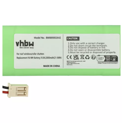 VHBW Charger and Battery Velux 946933, 946930, GP210AFHT - 2000 mAh 10.8 V NiMH