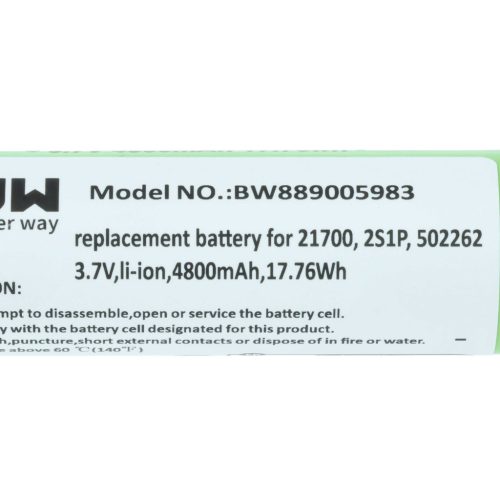 VHBW Zseblámpa Akkumulátor 2S1P, 502262 - 4800 mAh 3,7 V Li-Ion