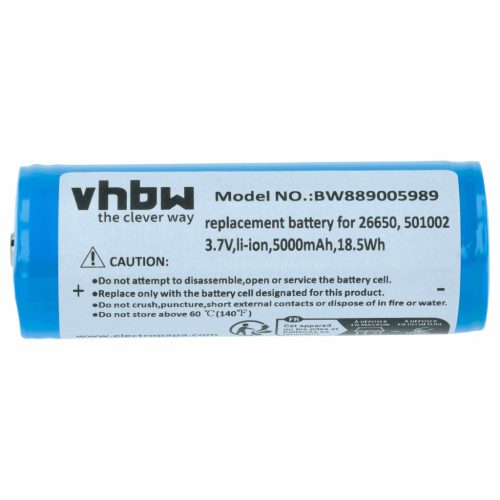 VHBW Taschenlampenakku Ledlenser 501002, 04058205009263 - 5000 mAh 3,7 V Li-Ion