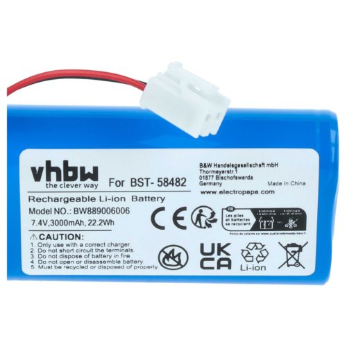 VHBW Poolreinigungsakku BST-58482 - 3000 mAh 7,4 V Li-Ion