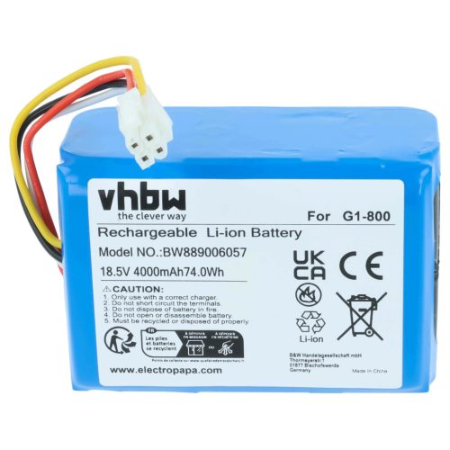 VHBW Akku für Ecovacs 201-2201-0903, 201-2325-010, 201-2325-0104, S21-LI-185-5800 - 4000 mAh 18,5 V Li-Ion