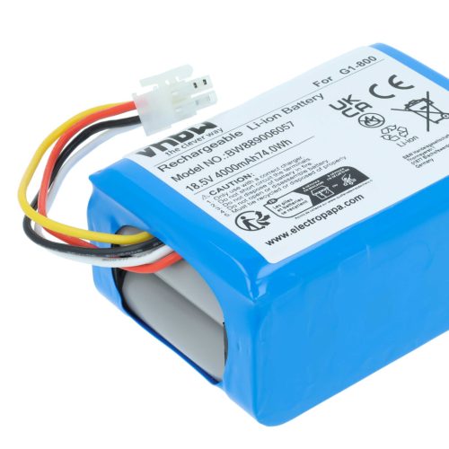 VHBW Akku für Ecovacs 201-2201-0903, 201-2325-010, 201-2325-0104, S21-LI-185-5800 - 4000 mAh 18,5 V Li-Ion