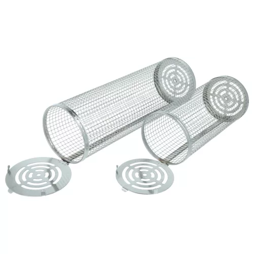 VHBW Grill Kosár Szett - Nagy és Kicsi, Fa Nyéllel, Rozsdamentes Acél