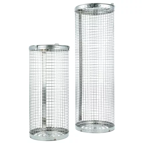 VHBW Grill Kosár Szett - Nagy és Kicsi, Fa Nyéllel, Rozsdamentes Acél