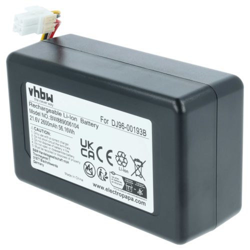 VHBW Staubsauger Akku DJ96-00193F, DJ96-00193B, DJ68-00741V-00, VCA-RBT72 - 2600 mAh 21,6 V Li-Ion