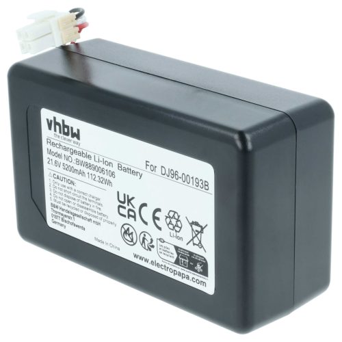 VHBW Akku Samsung DJ96-00193F, DJ96-00193B, DJ68-00741V-00, VCA-RBT72 - 5200 mAh 21,6 V Li-Ion