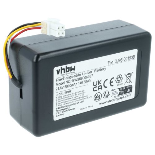 VHBW Akku Samsung DJ96-00193F, DJ96-00193B, DJ68-00741V-00, VCA-RBT72 - 6800 mAh 21,6 V Li-Ion