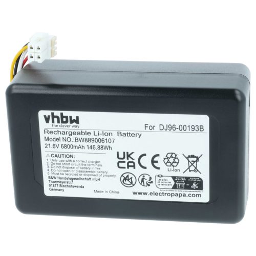 VHBW Akku Samsung DJ96-00193F, DJ96-00193B, DJ68-00741V-00, VCA-RBT72 - 6800 mAh 21,6 V Li-Ion