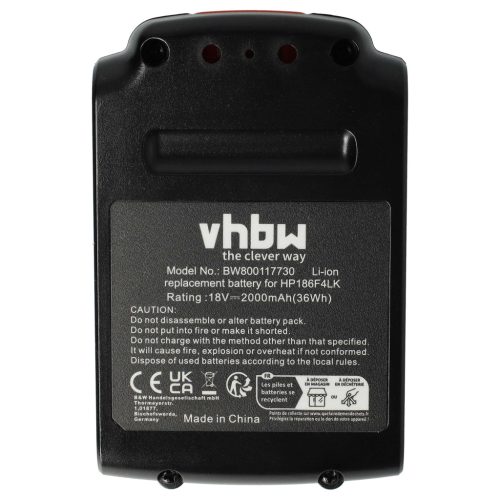 VHBW Elektrowerkzeug Akku BL1318, BL1518, BL1518-XJ - 2000 mAh 18 V Li-Ion