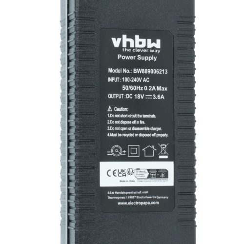 VHBW Hálózati adapter Kettler Ergometer EX1 fitnesz eszközhöz - 256 cm