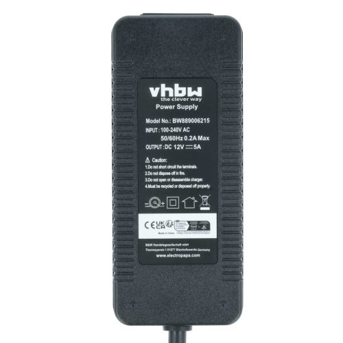 VHBW Hálózati adapter WFKICKRPOWEREU Wahoo KICKR CORE, ROLLR, SNAP fitnesz eszközhöz - 60 W