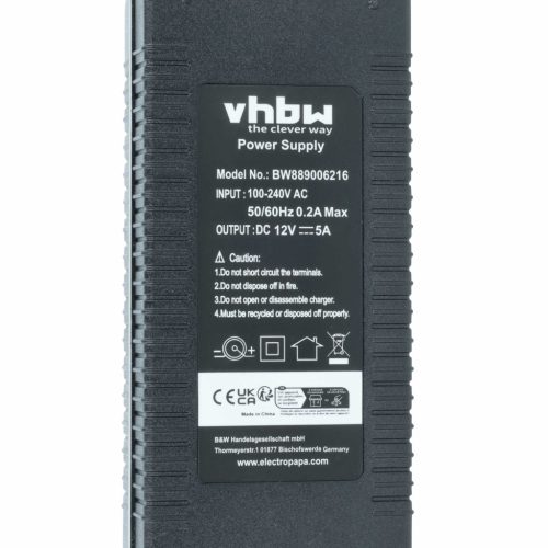 VHBW Hálózati adapter Linksys, Teufel, Phicomm, Netgear Soundbarhoz - 12 V / 5 A