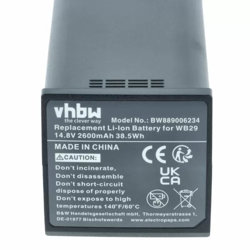 VHBW Kamera Blitzakku DFB/GDWB29, WB29 - 2600 mAh 14,8 V Li-Ion