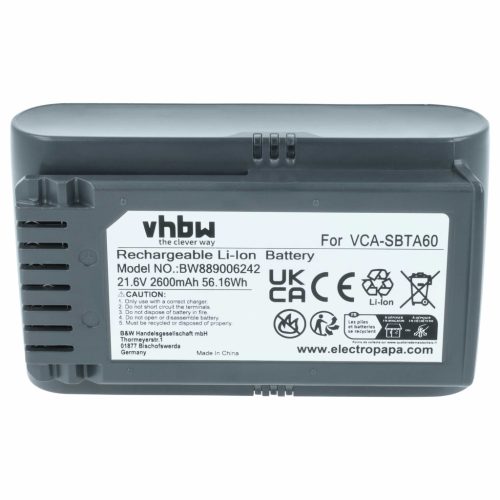 VHBW Battery Samsung 8806092219397, VCASBTA60, VCA-SBTA60 - 2600 mAh 21.6 V Li-Ion