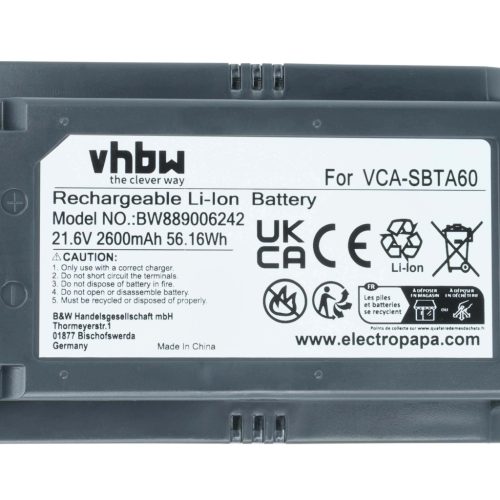 VHBW Battery Samsung 8806092219397, VCASBTA60, VCA-SBTA60 - 2600 mAh 21.6 V Li-Ion