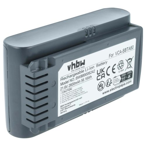 VHBW Battery Samsung 8806092219397, VCASBTA60, VCA-SBTA60 - 2600 mAh 21.6 V Li-Ion