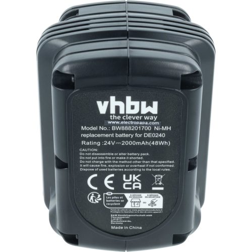 VHBW Electric Tool Battery DE0242, BHA24, DE0240, DE0241, DE0240-XJ - 2000 mAh 24 V NiMH