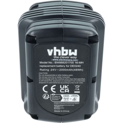 VHBW Electric Tool Battery Dewalt DE0242, BHA24, DE0240, DE0241, DE0240-XJ - 2000 mAh 24 V NiMH