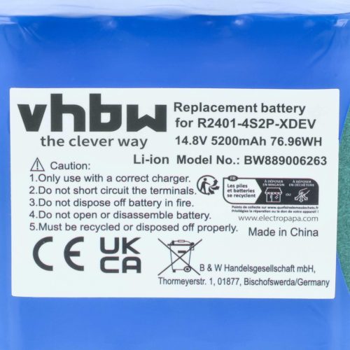 VHBW Akku Dreame R2401-4S2P-XDEV - 5200 mAh 14,8 V Li-Ion